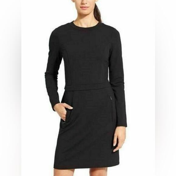 Athleta Dresses & Skirts - Athleta Ponte Wanderer Zip Dress Black Long Sleeve
